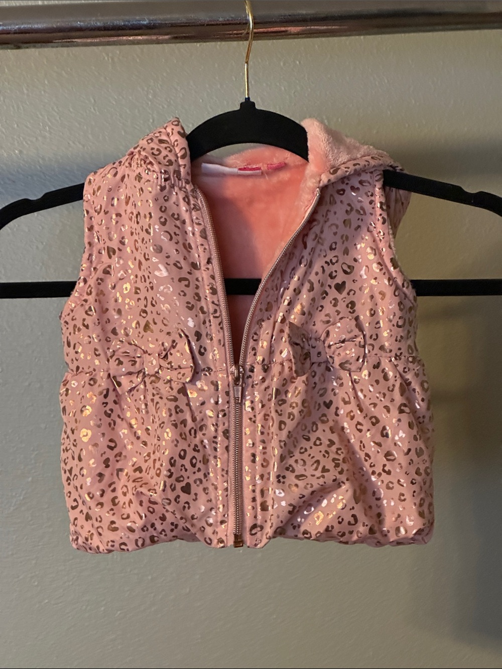 Penelope Mack Pink Metallic Leopard Hooded Vest